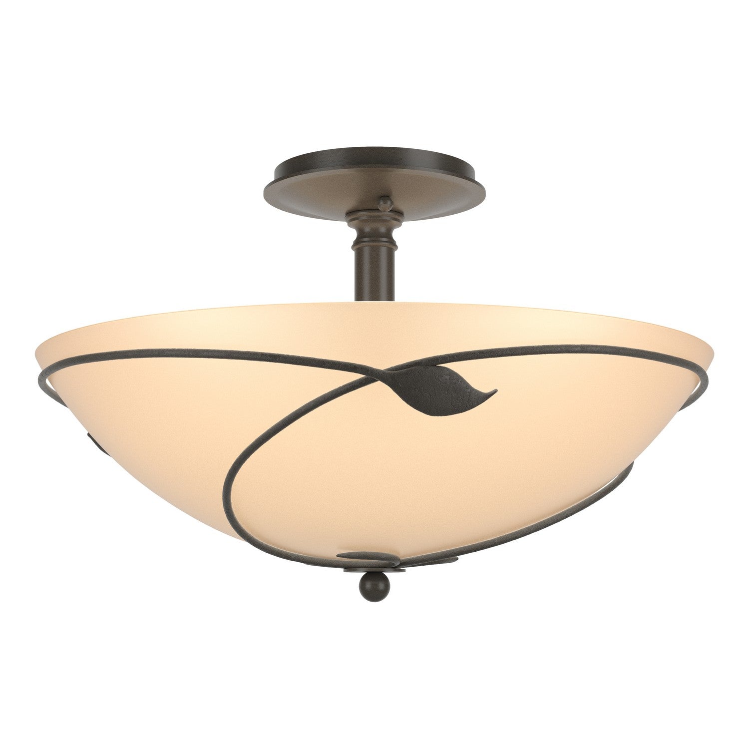 Hubbardton Forge - 126732-SKT-07-SS0052 - Three Light Semi-Flush Mount - Leaf - Dark Smoke