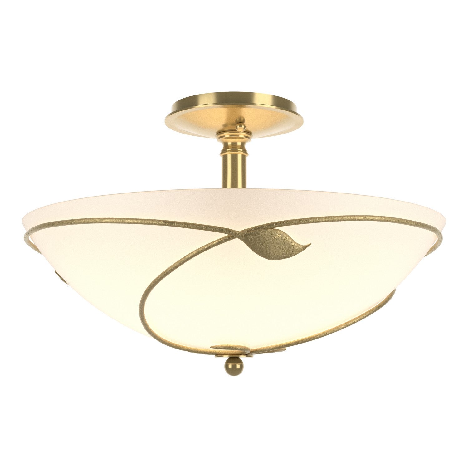 Hubbardton Forge - 126732-SKT-86-GG0052 - Three Light Semi Flush Mount - Leaf - Modern Brass