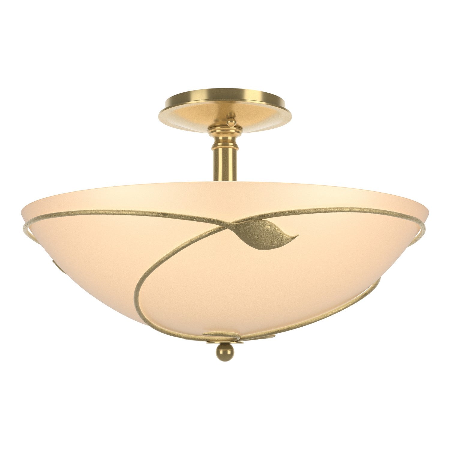 Hubbardton Forge - 126732-SKT-86-SS0052 - Three Light Semi Flush Mount - Leaf - Modern Brass