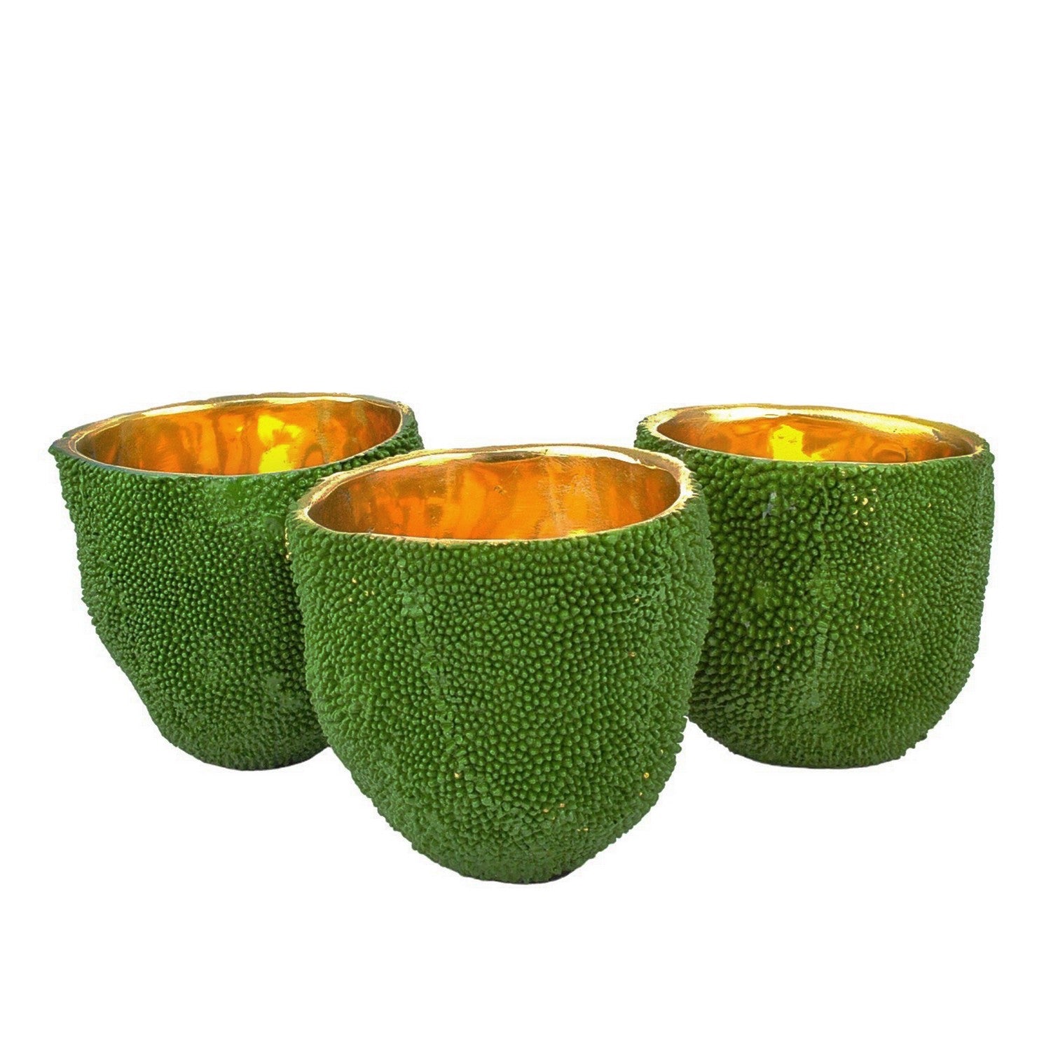 Currey and Company - 1200-0724 - Vase Set of 3 - Jackfruit Collection - Green/Gold