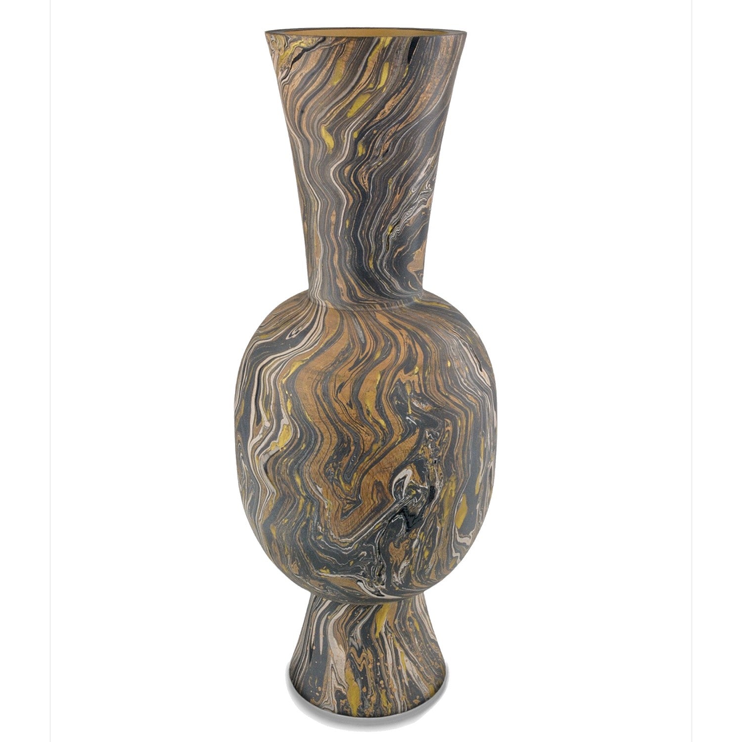 Currey and Company - 1200-0731 - Vase - Brown Marbleized Collection - Black/Brown/White/Gold