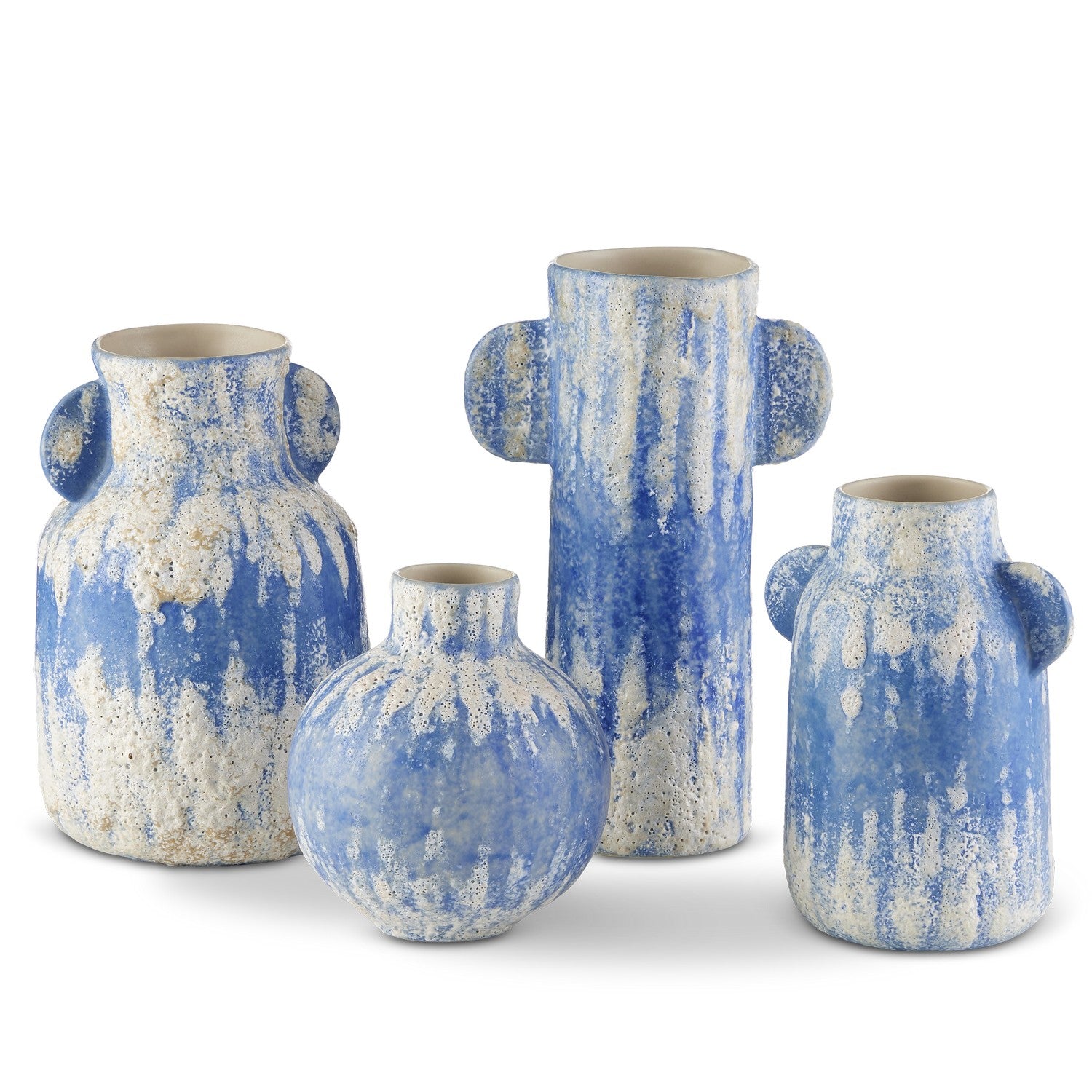 Currey and Company - 1200-0738 - Vase Set of 4 - Paros Blue Vase Set of 4 - Blue/White