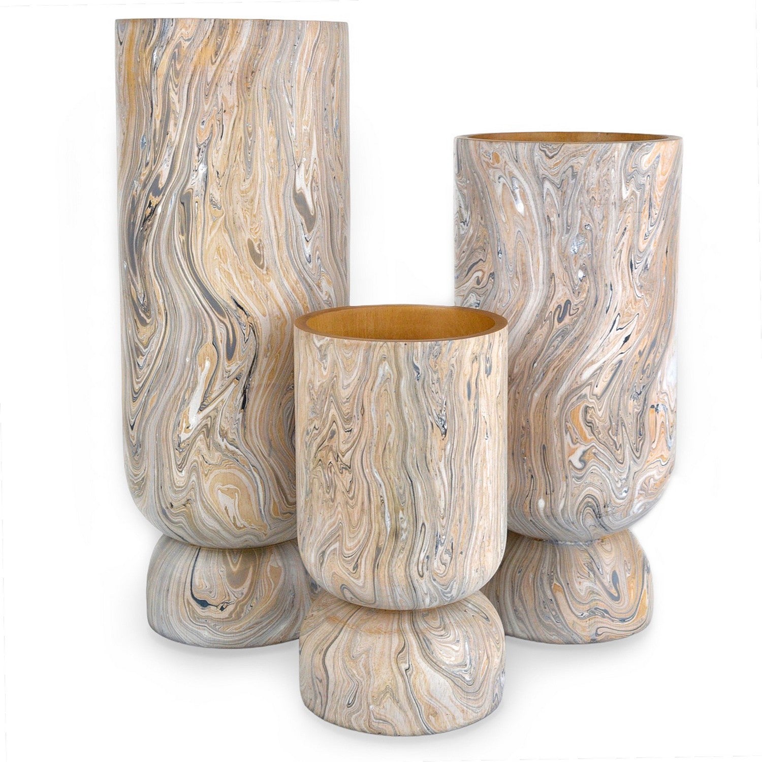 Currey and Company - 1200-0739 - Vase Set of 3 - London Collection - Dark Brown/Natural