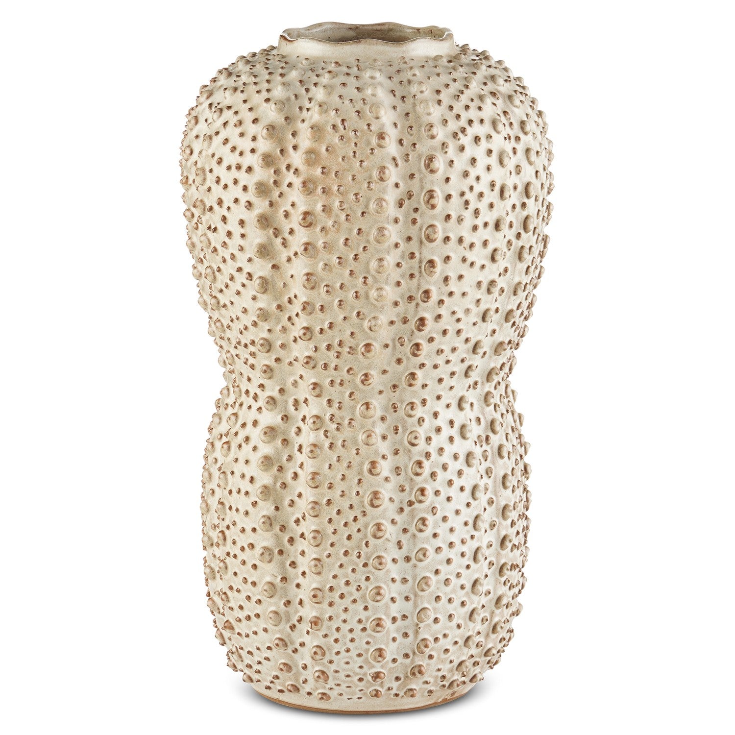 Currey and Company - 1200-0743 - Vase - Peanut Collection - Ivory/Brown