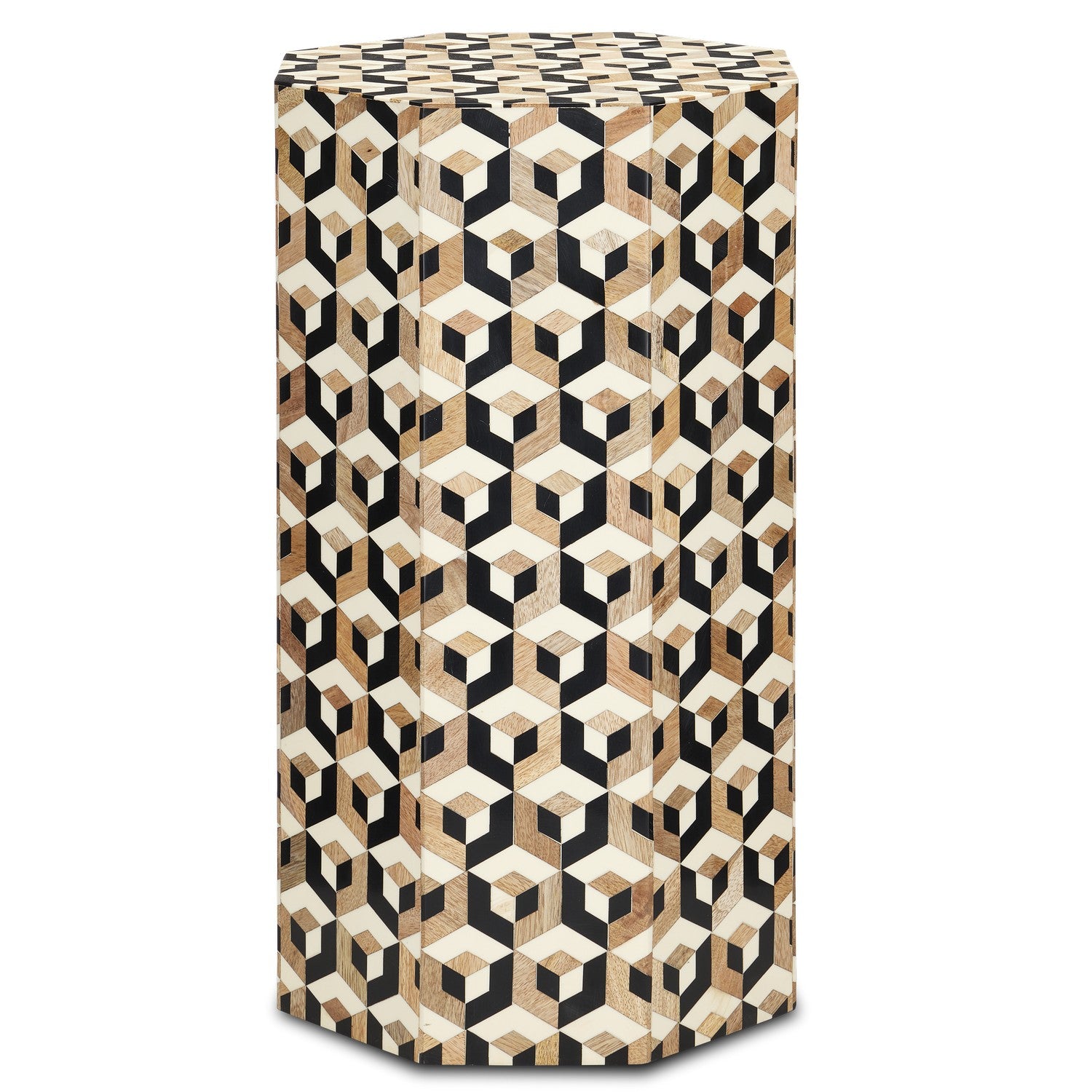 Currey and Company - 3000-0239 - Accent Table - Geo Collection - Natural/White/Black