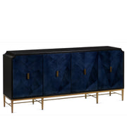 Currey and Company - 3000-0247 - Credenza - Kallista Collection - Dark Sapphire/Caviar Black/Antique Brass