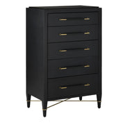 Currey and Company - 3000-0248 - Chest - Verona Collection - Black Lacquered Linen/Champagne