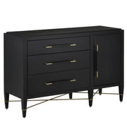 Currey and Company - 3000-0250 - Chest - Verona Collection - Black Lacquered Linen/Champagne