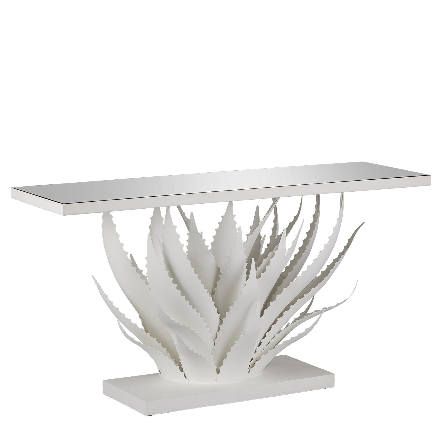 Currey and Company - 4000-0168 - Console Table - Agave Collection - Gesso White/Mirror