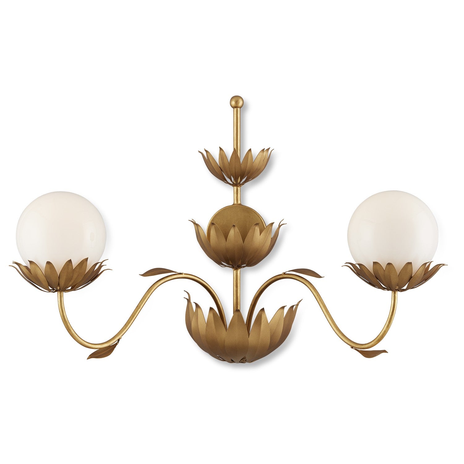 Currey and Company - 5000-0231 - Two Light Wall Sconce - Mirasole Collection - Contemporary Gold Leaf/Gold/White