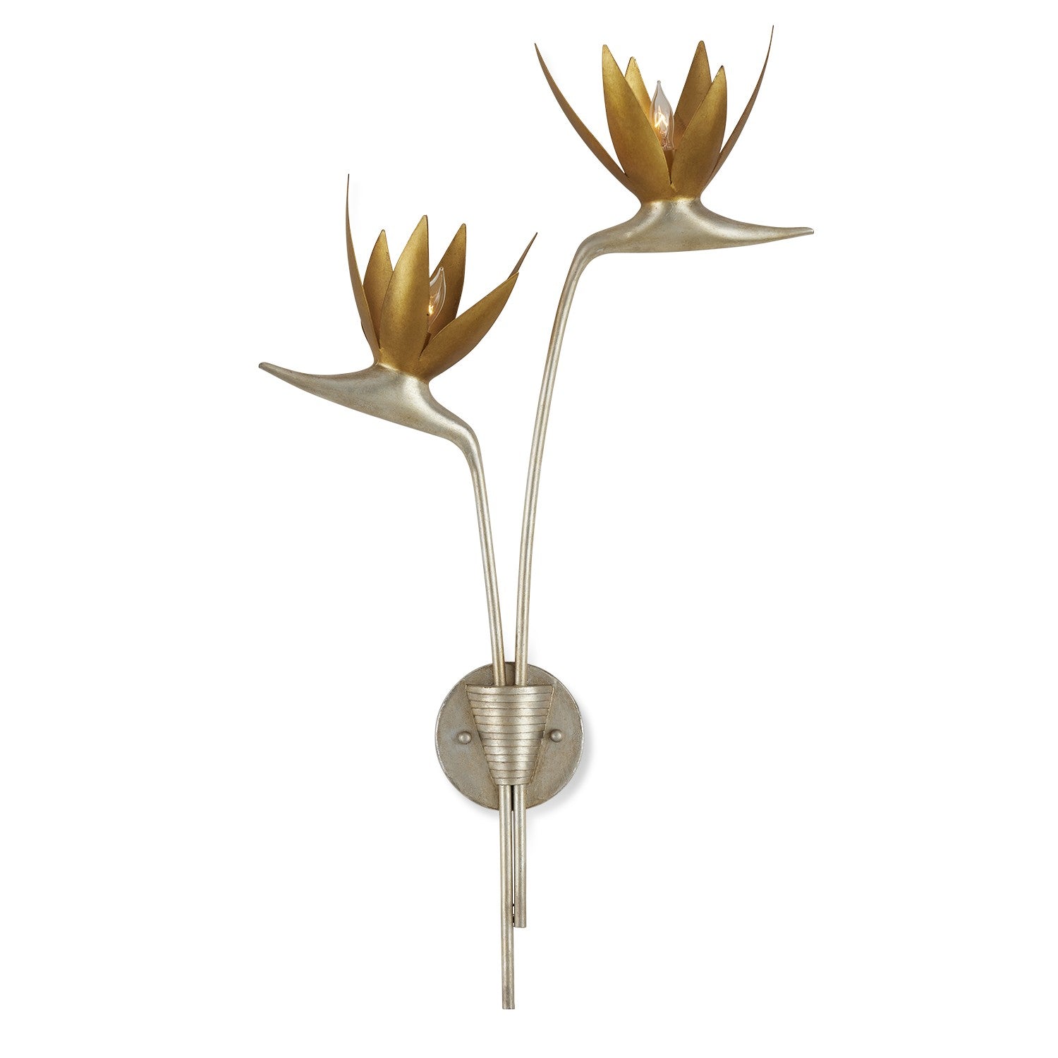 Currey and Company - 5000-0238 - Two Light Wall Sconce - Paradiso Collection - Contemporary Silver Leaf/Contemporary Gold Leaf/Gold