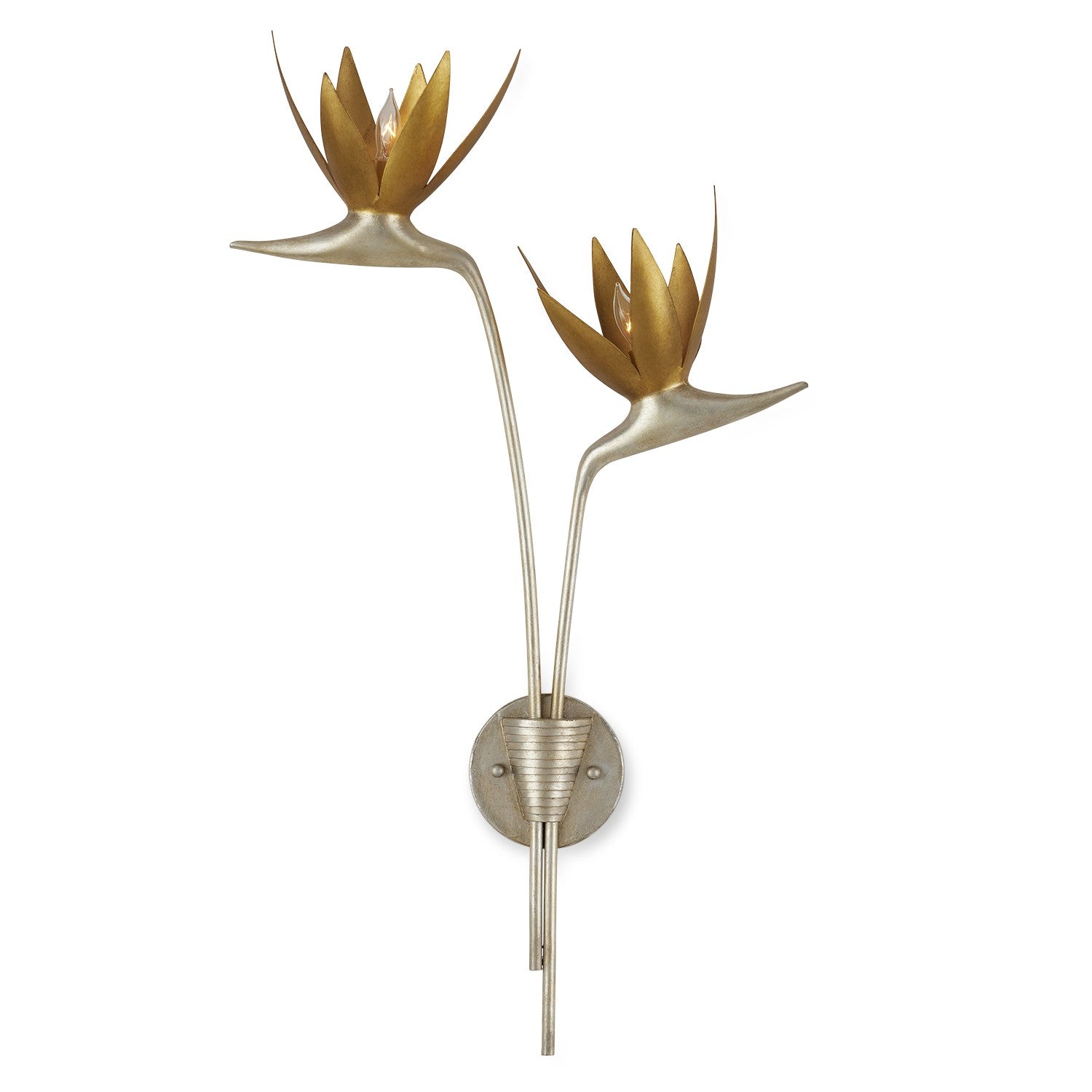 Currey and Company - 5000-0239 - Two Light Wall Sconce - Paradiso Collection - Contemporary Silver Leaf/Contemporary Gold Leaf/Gold