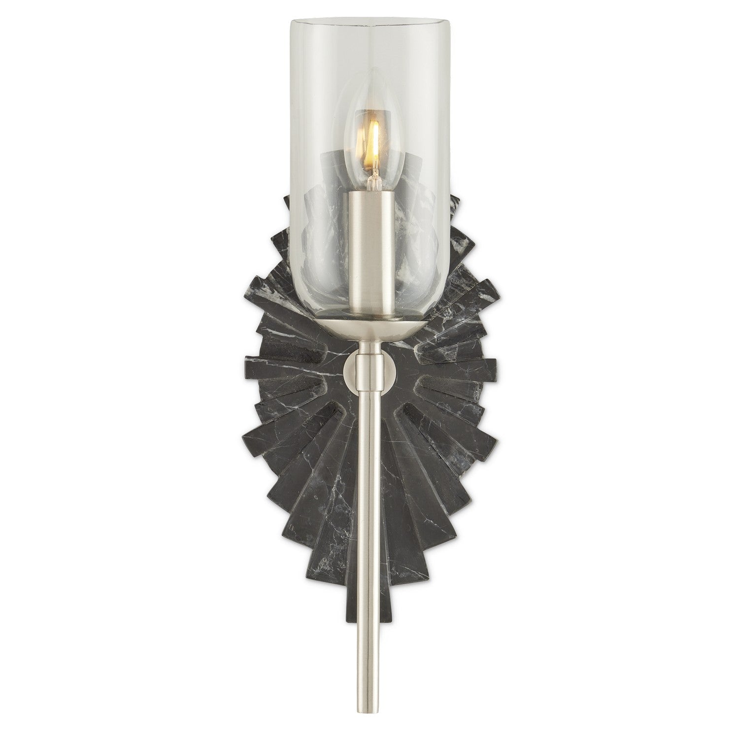 Currey and Company - 5800-0025 - One Light Wall Sconce - Benthos Collection - Black/Nickel/Clear