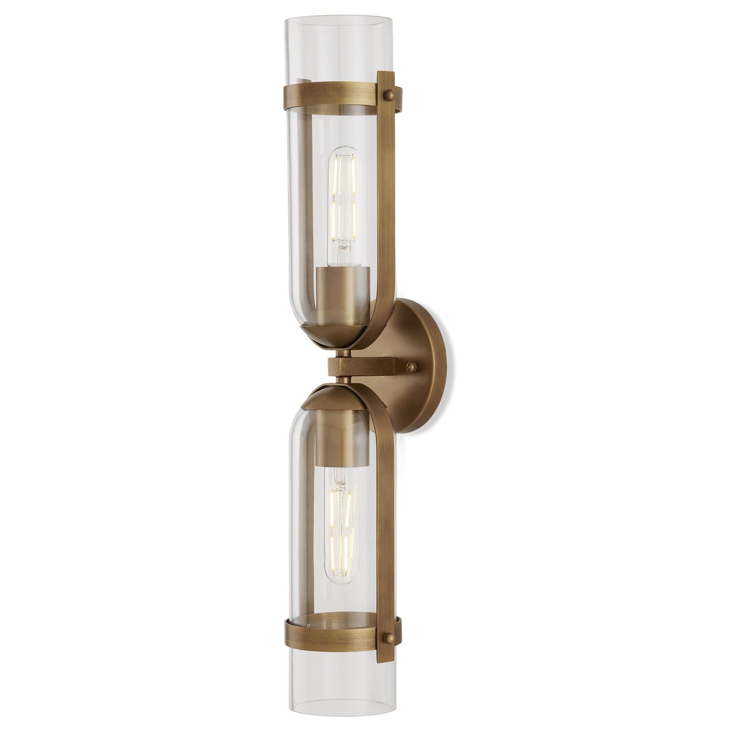 Currey and Company - 5800-0027 - Two Light Wall Sconce - Bonardi Collection - Antique Brass/Clear