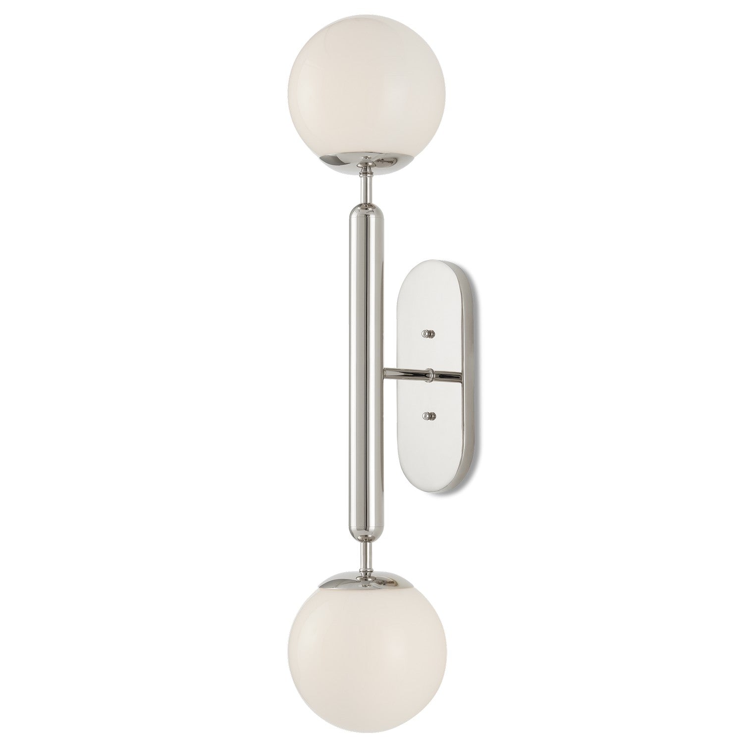 Currey and Company - 5800-0033 - Two Light Wall Sconce - Barbican Collection - Polished Nickel/White