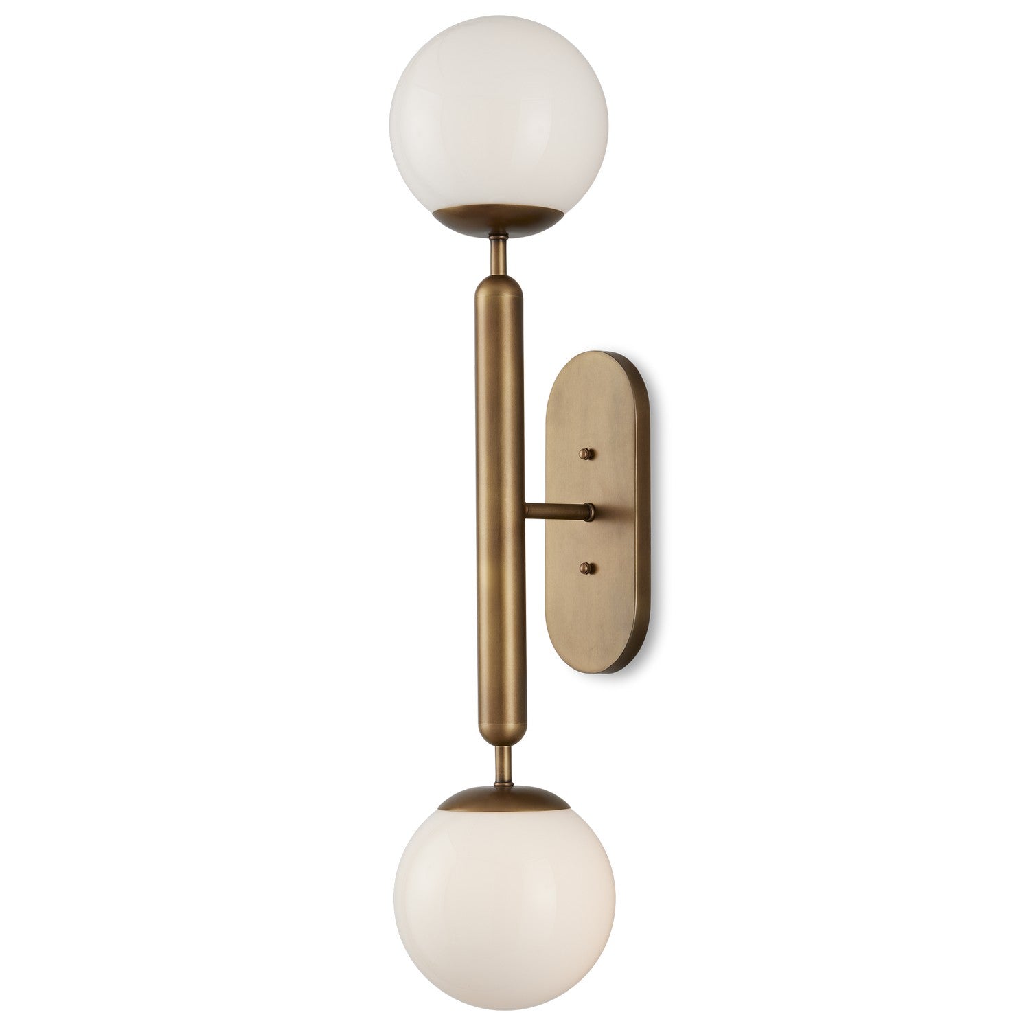 Currey and Company - 5800-0034 - Two Light Wall Sconce - Barbican Collection - Antique Brass/White