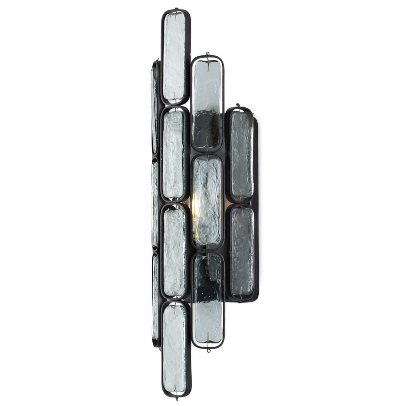 Currey and Company - 5900-0053 - One Light Wall Sconce - Centurion Collection - Clear/Satin Black