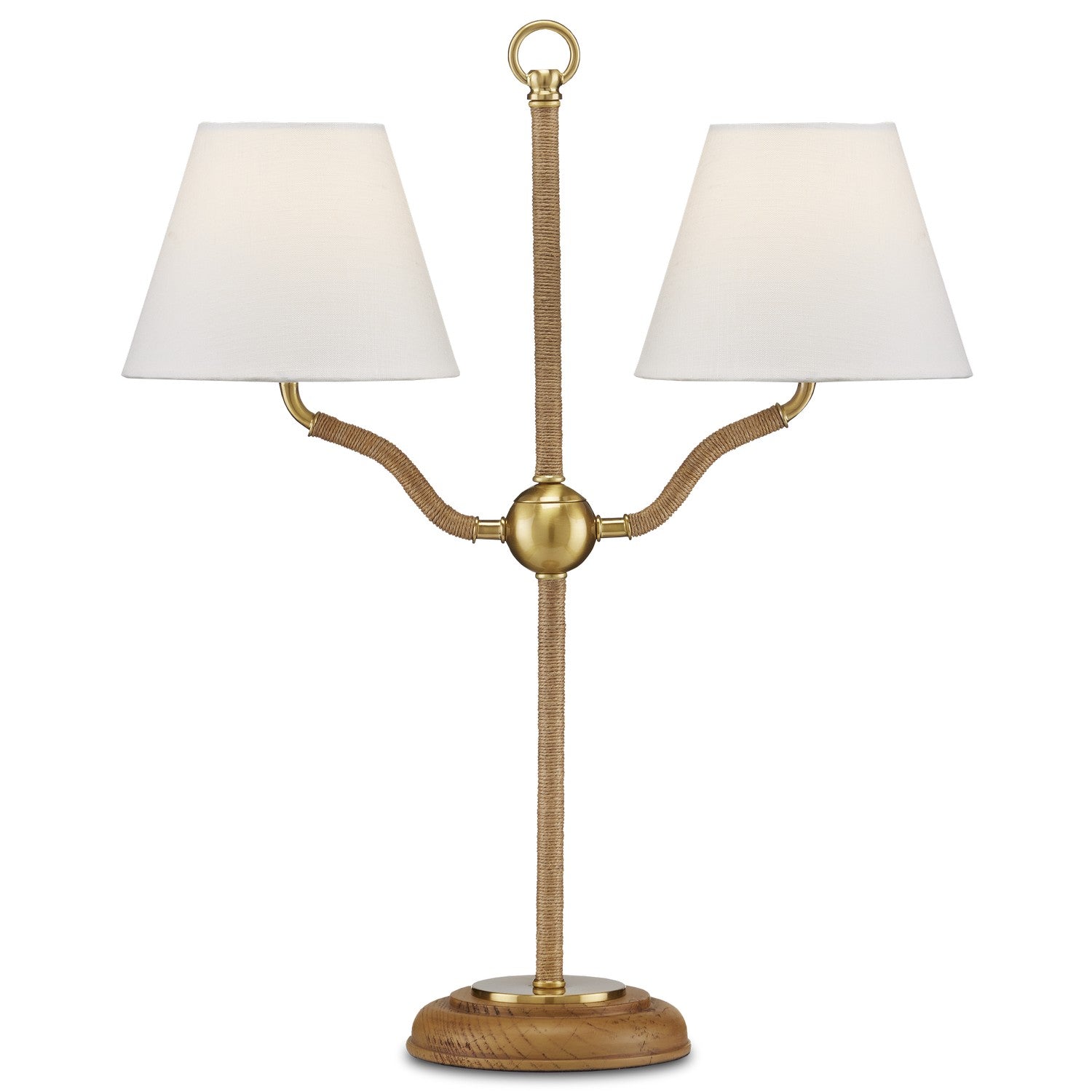 Currey and Company - 6000-0873 - Two Light Desk Lamp - Sirocco Collection - Natural/Antique Brass