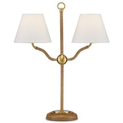 Currey and Company - 6000-0873 - Two Light Desk Lamp - Sirocco Collection - Natural/Antique Brass
