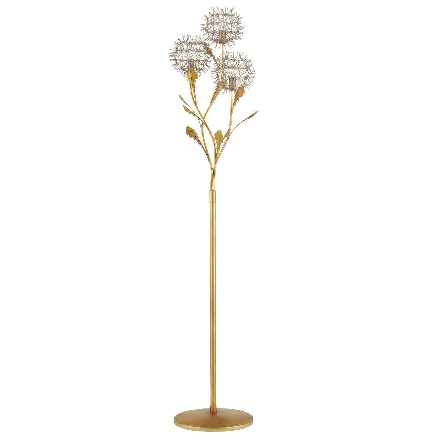 Currey and Company - 8000-0137 - Three Light Floor Lamp - Dandelion Collection - Contemporary Silver Leaf/Silver/Contemporary Gold Leaf