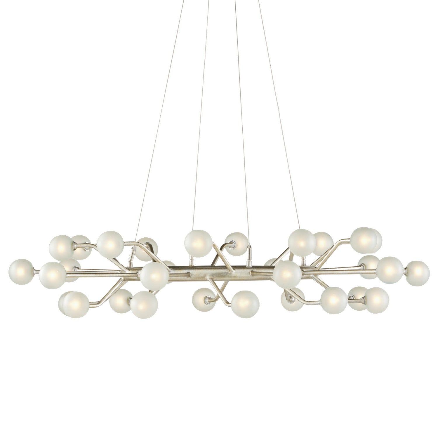 Currey and Company - 9000-0996 - 30 Light Chandelier - Chaldea Silver Chandelier - Contemporary Silver Leaf/Frosted