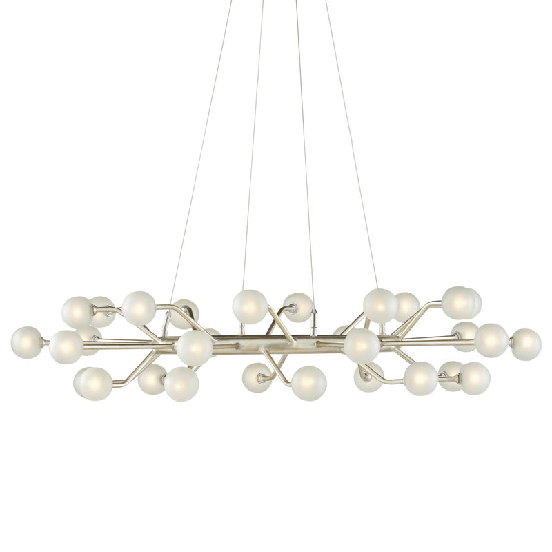 Currey and Company - 9000-0996 - 30 Light Chandelier - Chaldea Silver Chandelier - Contemporary Silver Leaf/Frosted
