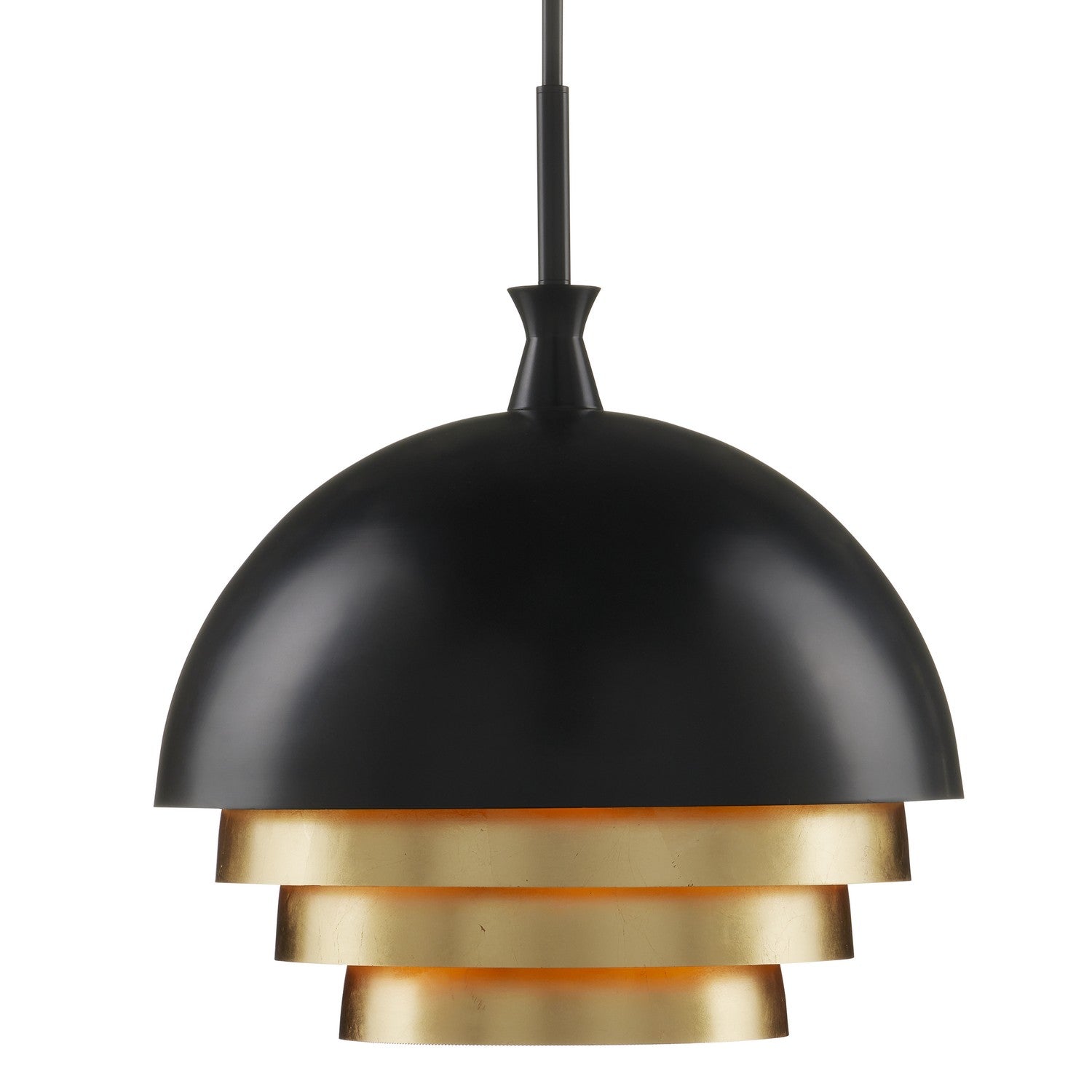 Currey and Company - 9000-1075 - Three Light Pendant - Salviati Collection - Black/Gold Leaf