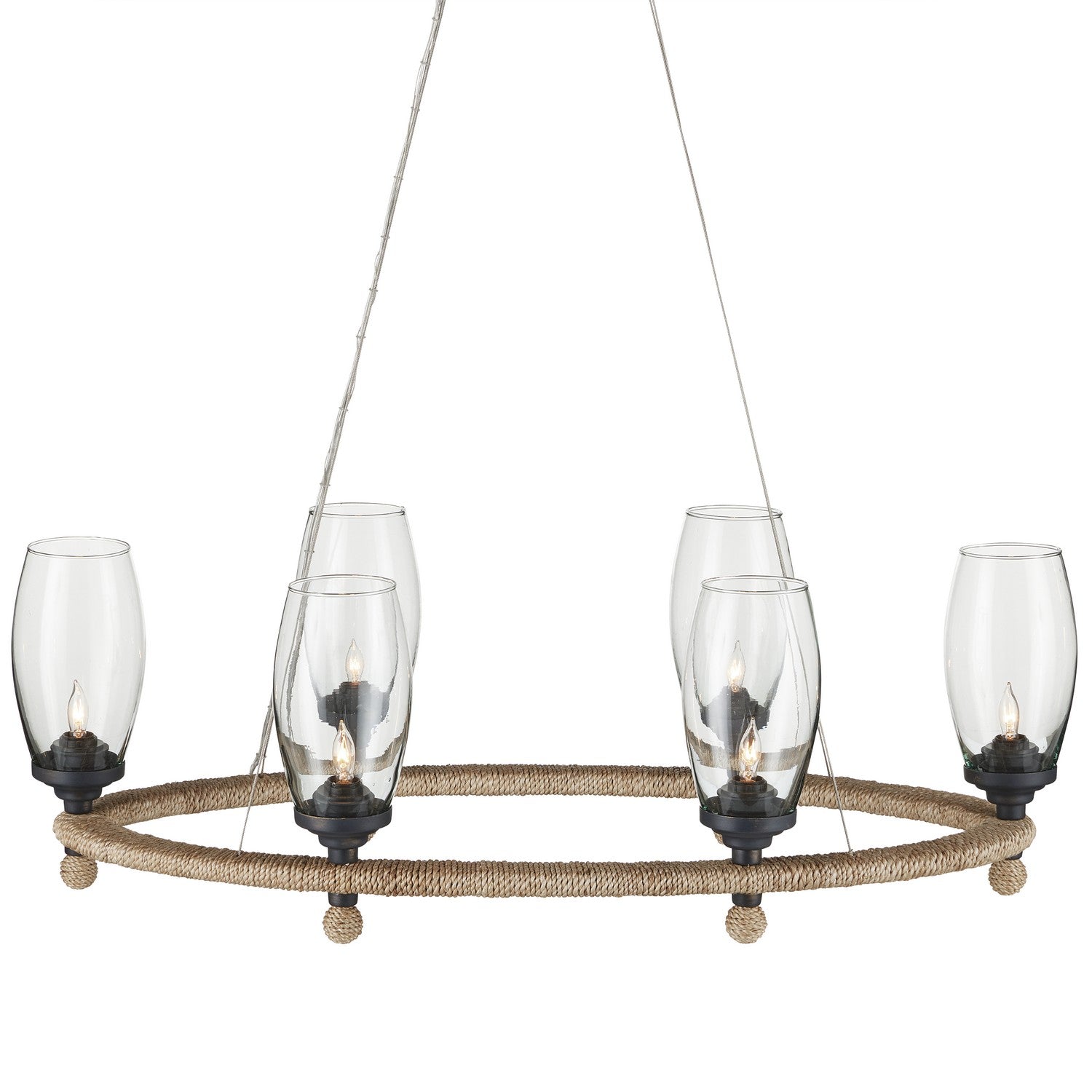 Currey and Company - 9000-1086 - Six Light Chandelier - Hightider Collection - Natural/Clear/French Black