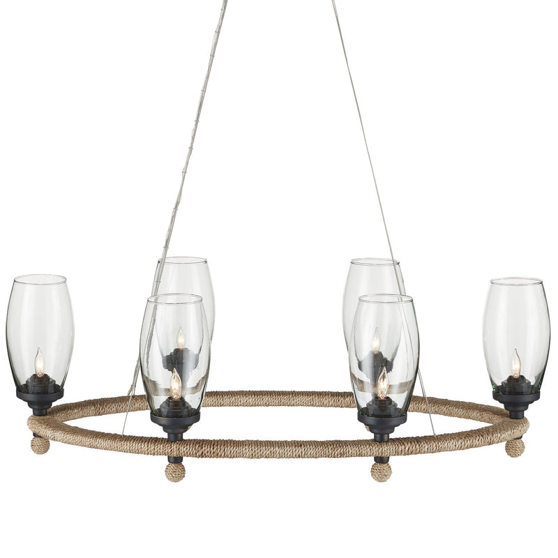 Currey and Company - 9000-1086 - Six Light Chandelier - Hightider Collection - Natural/Clear/French Black