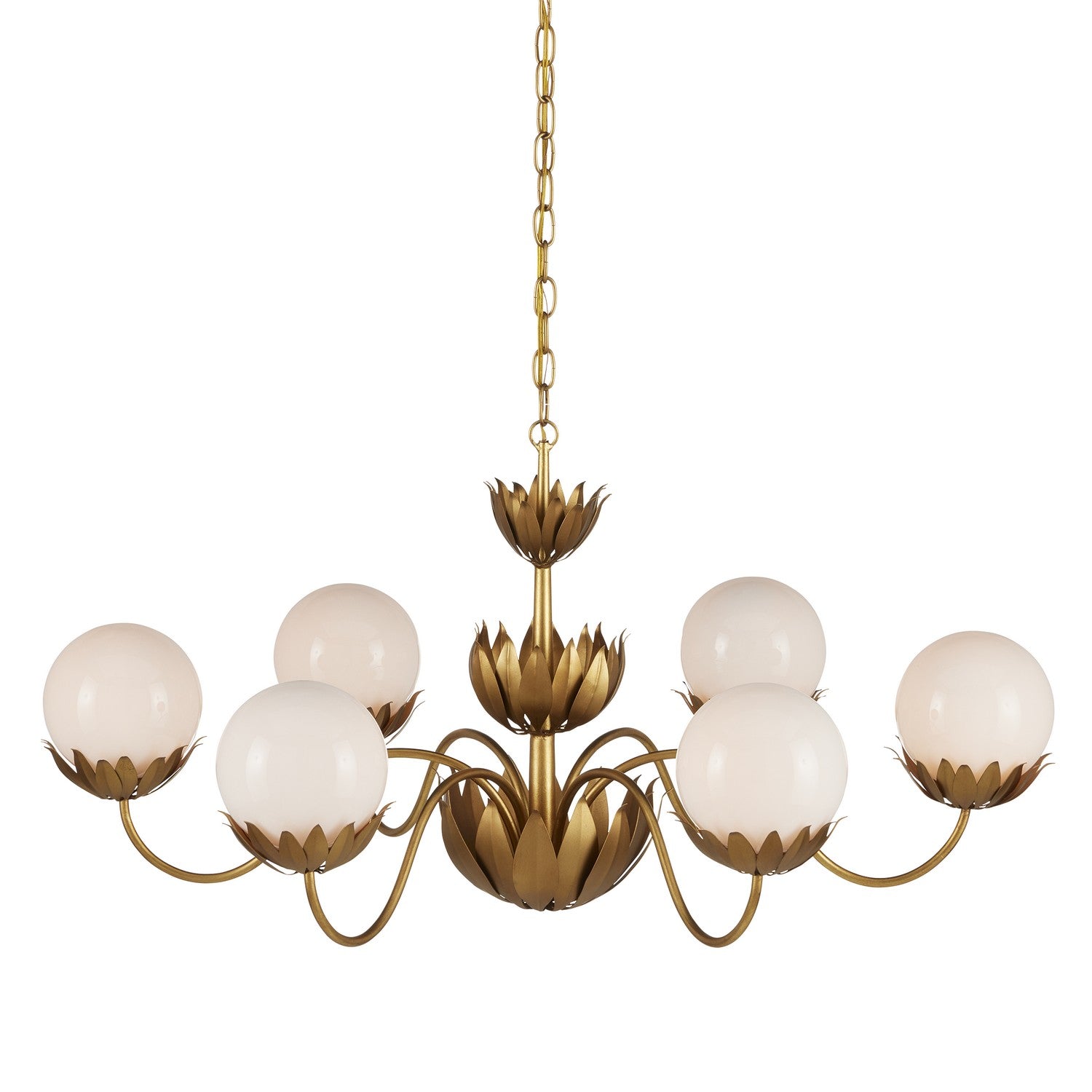 Currey and Company - 9000-1096 - Six Light Chandelier - Mirasole Collection - Contemporary Gold Leaf/Gold/White