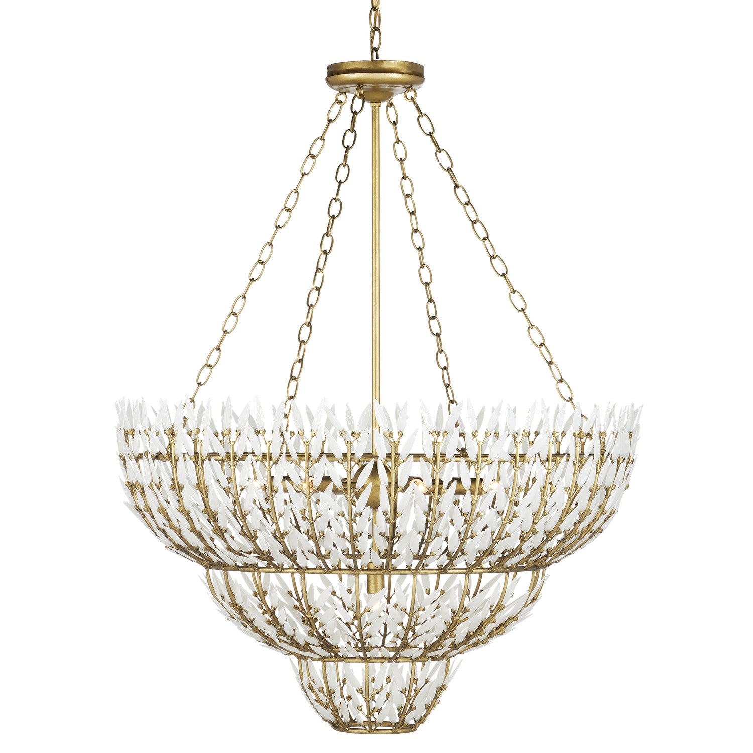 Currey and Company - 9000-1099 - Seven Light Chandelier - Magnum Opus Collection - Brass/White