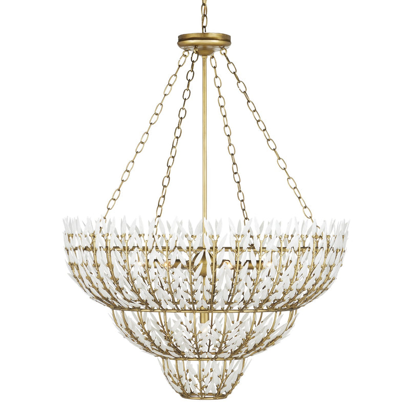 Currey and Company - 9000-1099 - Seven Light Chandelier - Magnum Opus Collection - Brass/White