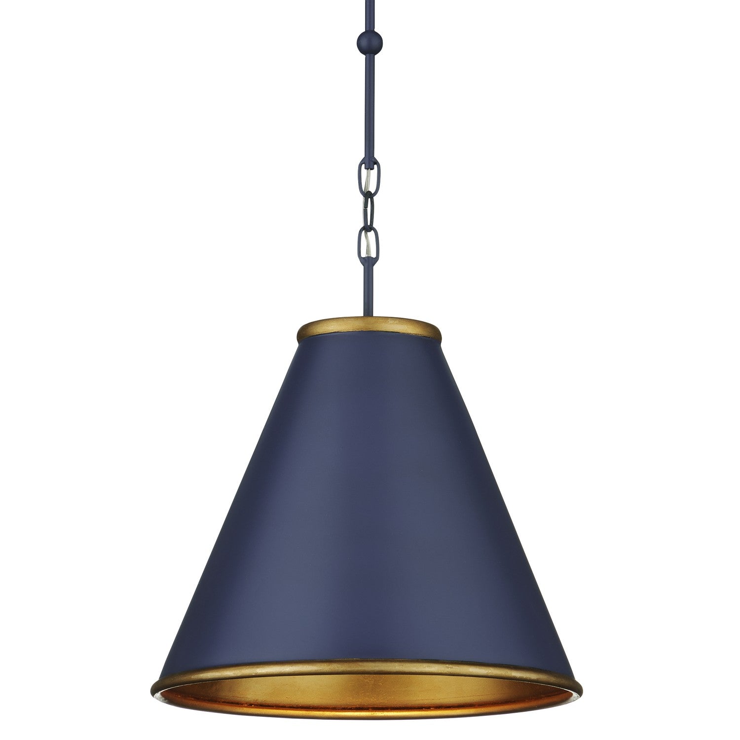 Currey and Company - 9000-1102 - One Light Pendant - Pierrepont Collection - Hiroshi Dark Blue/Contemporary Gold Leaf/Gold