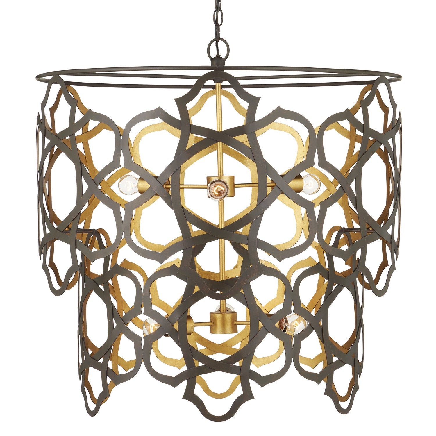 Currey and Company - 9000-1106 - Six Light Chandelier - Mauresque Collection - Bronze Gold/Contemporary Gold Leaf