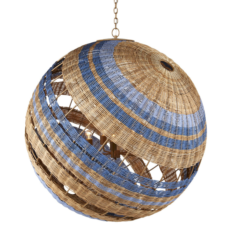 Currey and Company - 9000-1109 - Five Light Chandelier - Senjyo Collection - Khaki/Natural/Cornflower/Blue Bonnet