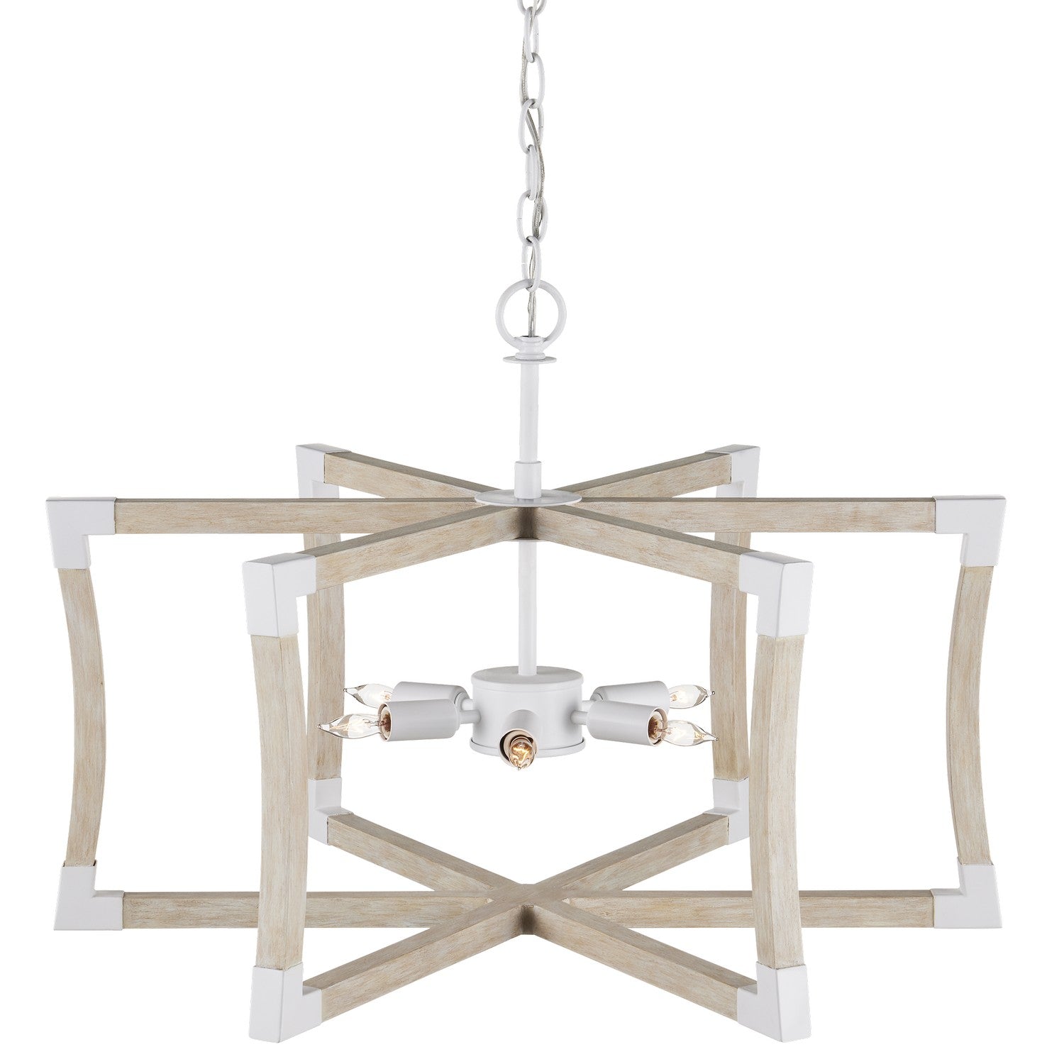 Currey and Company - 9000-1111 - Six Light Lantern - Bastian Collection - Sugar White/Sandstone
