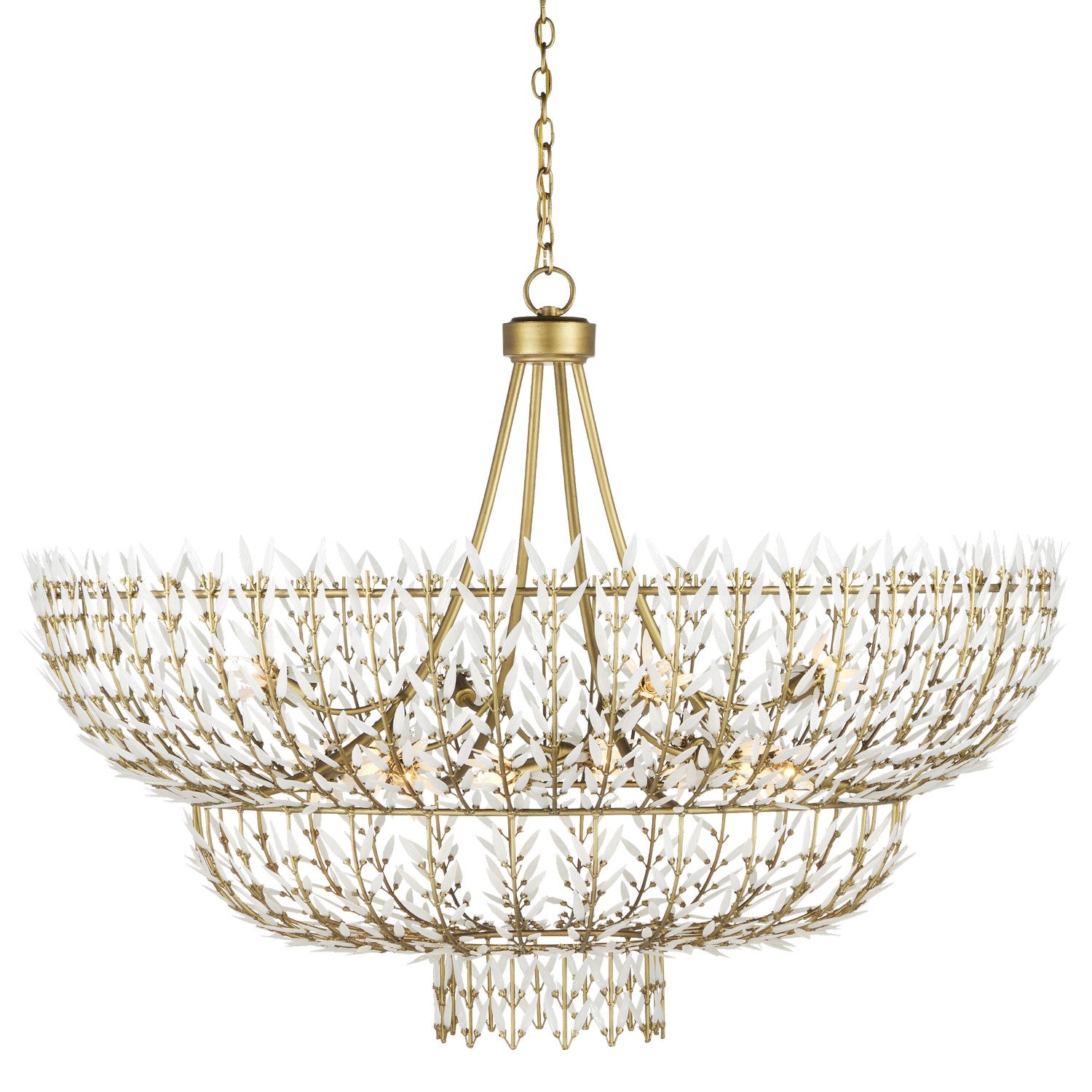 Currey and Company - 9000-1119 - 12 Light Chandelier - Magnum Opus Collection - Brass/White