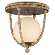Currey and Company - 9999-0069 - One Light Flush Mount - Passageway Collection - Natural/Dorado Gold/Frosted White