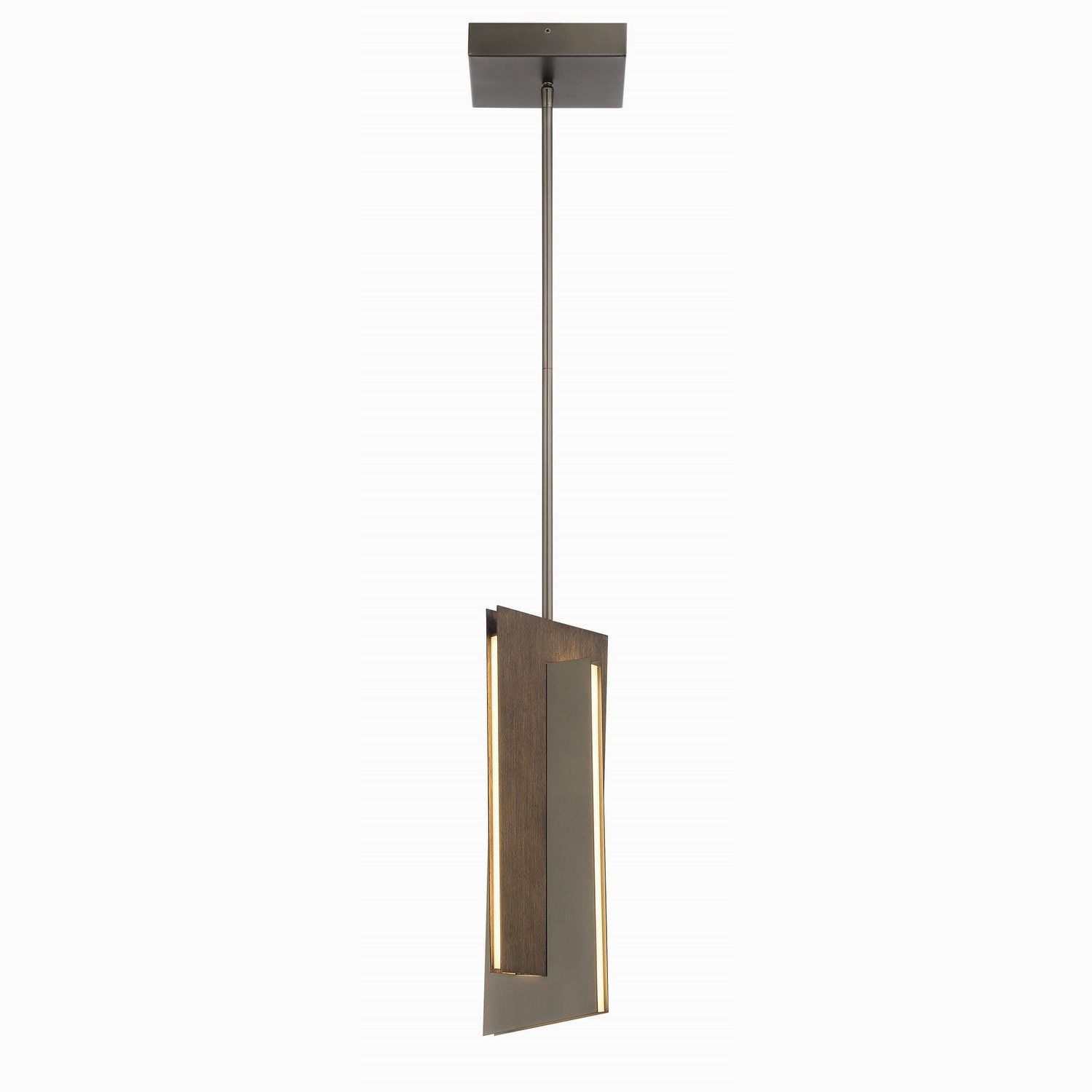 George Kovacs - P1641-895-L - LED Mini Pendant - Interszioni - Midnight Iron & Faux Walnut