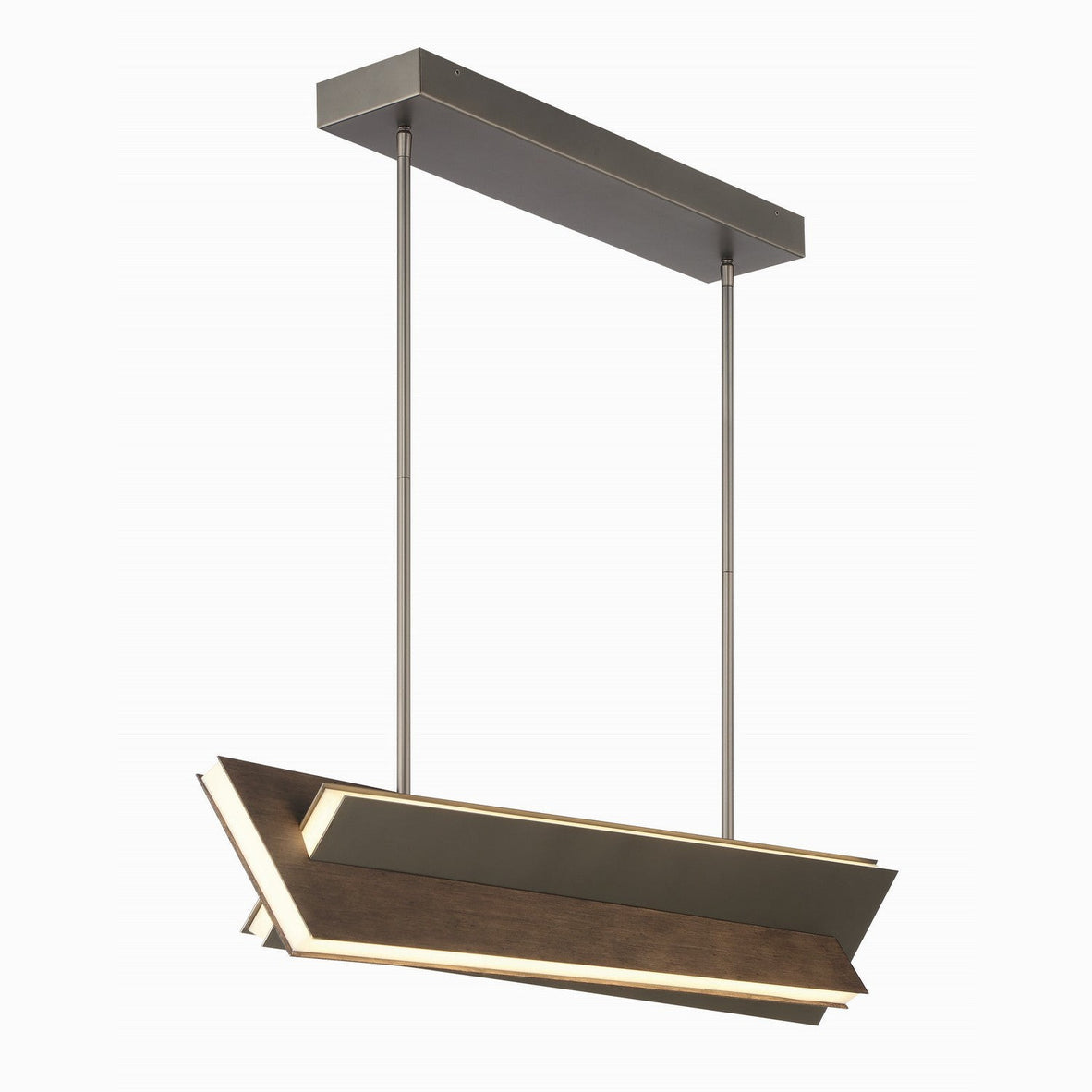 George Kovacs - P1648-895-L - LED Island Pendant - Intersioni - Midnight Iron & Faux Walnut