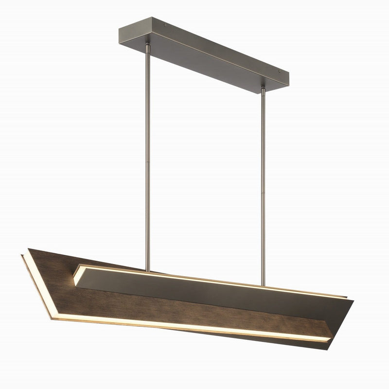 George Kovacs - P1649-895-L - LED Island Pendant - Interszioni - Midnight Iron & Faux Walnut