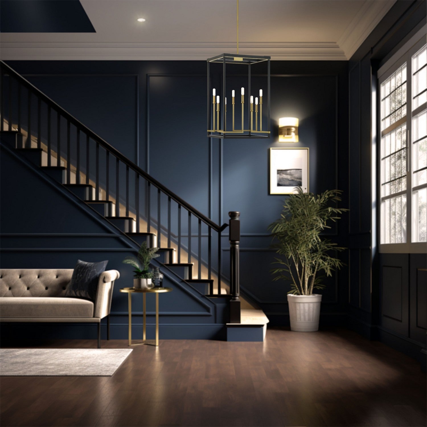 Minka-Lavery - 2117-726 - Eight Light Pendant - Union Estates - Coal And Soft Brass