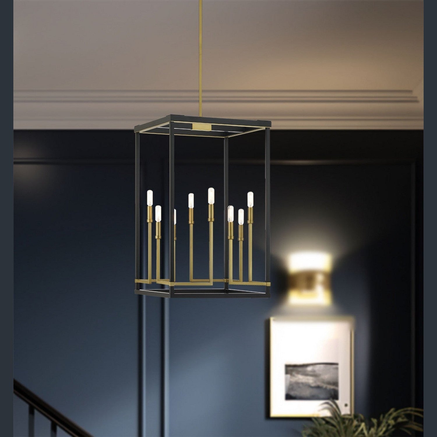 Minka-Lavery - 2117-726 - Eight Light Pendant - Union Estates - Coal And Soft Brass