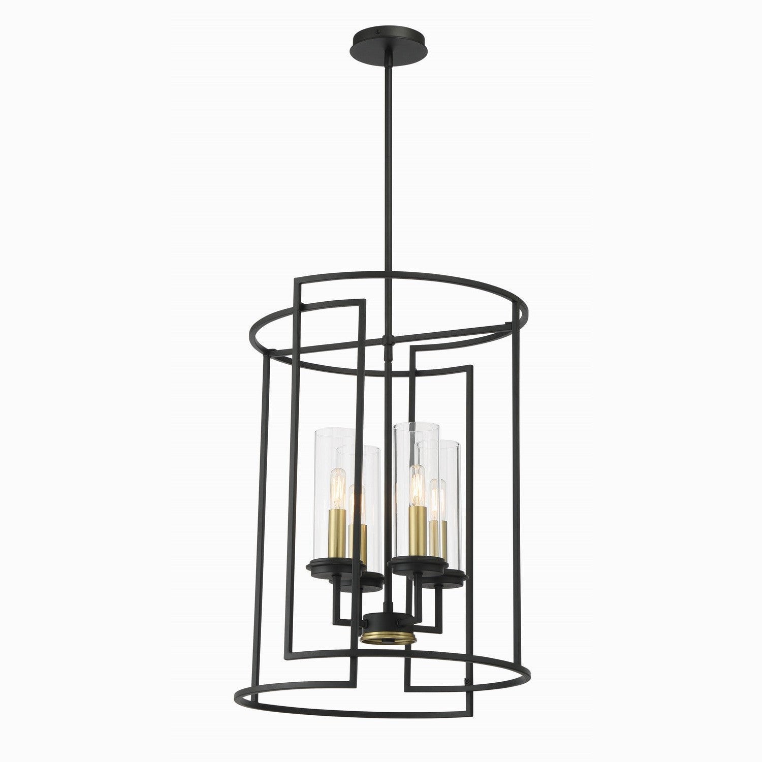 Minka-Lavery - 3205-781 - Four Light Pendant - Hillstone - Sand Coal & Soft Brass