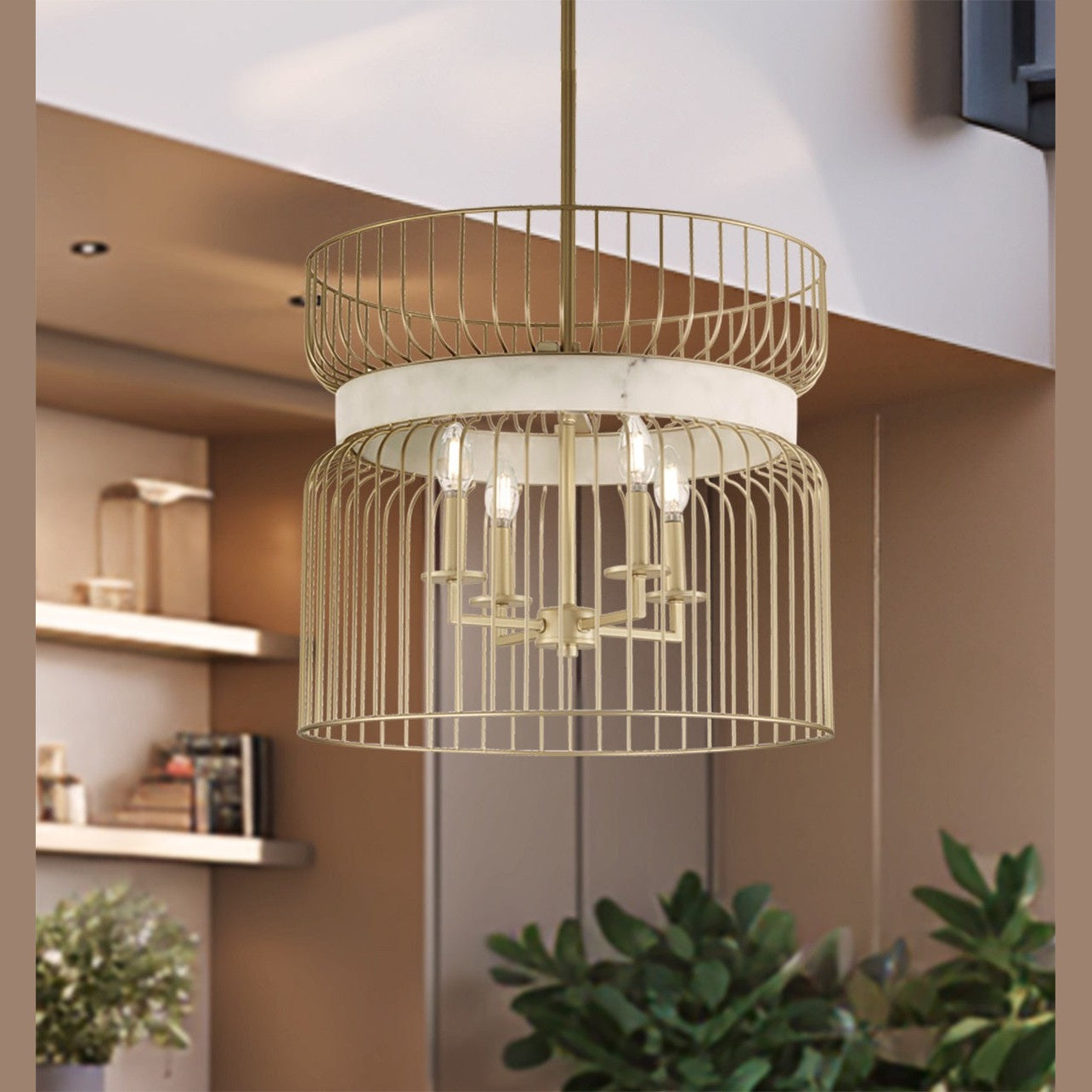 Minka-Lavery - 3394-754 - Four Light Pendant - Park Slope - Nouveau Gold