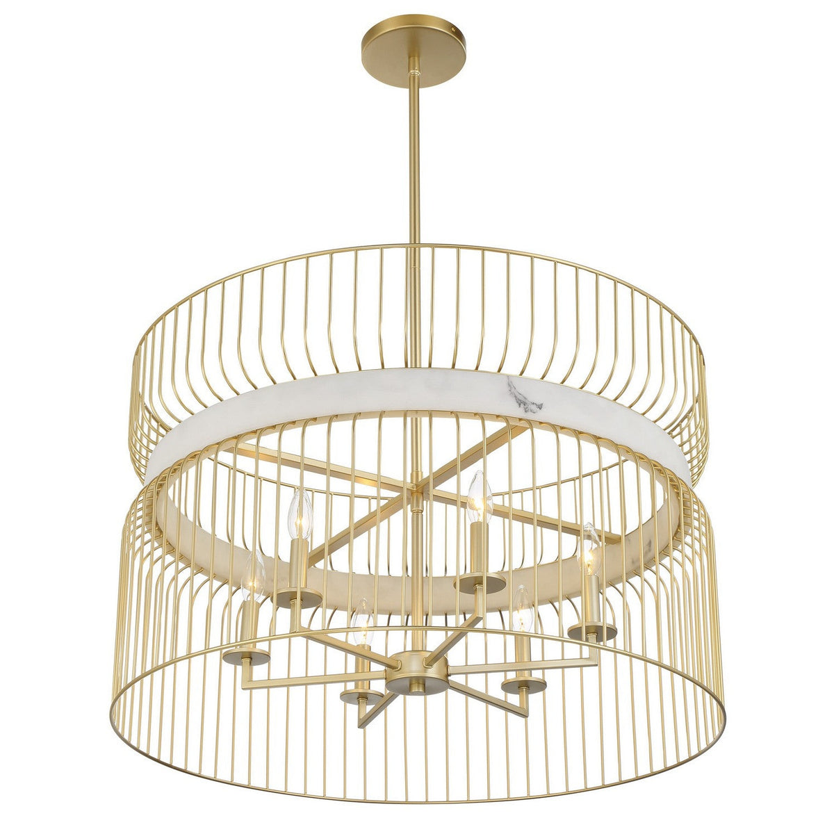 Minka-Lavery - 3396-754 - Six Light Pendant - Park Slope - Nouveau Gold