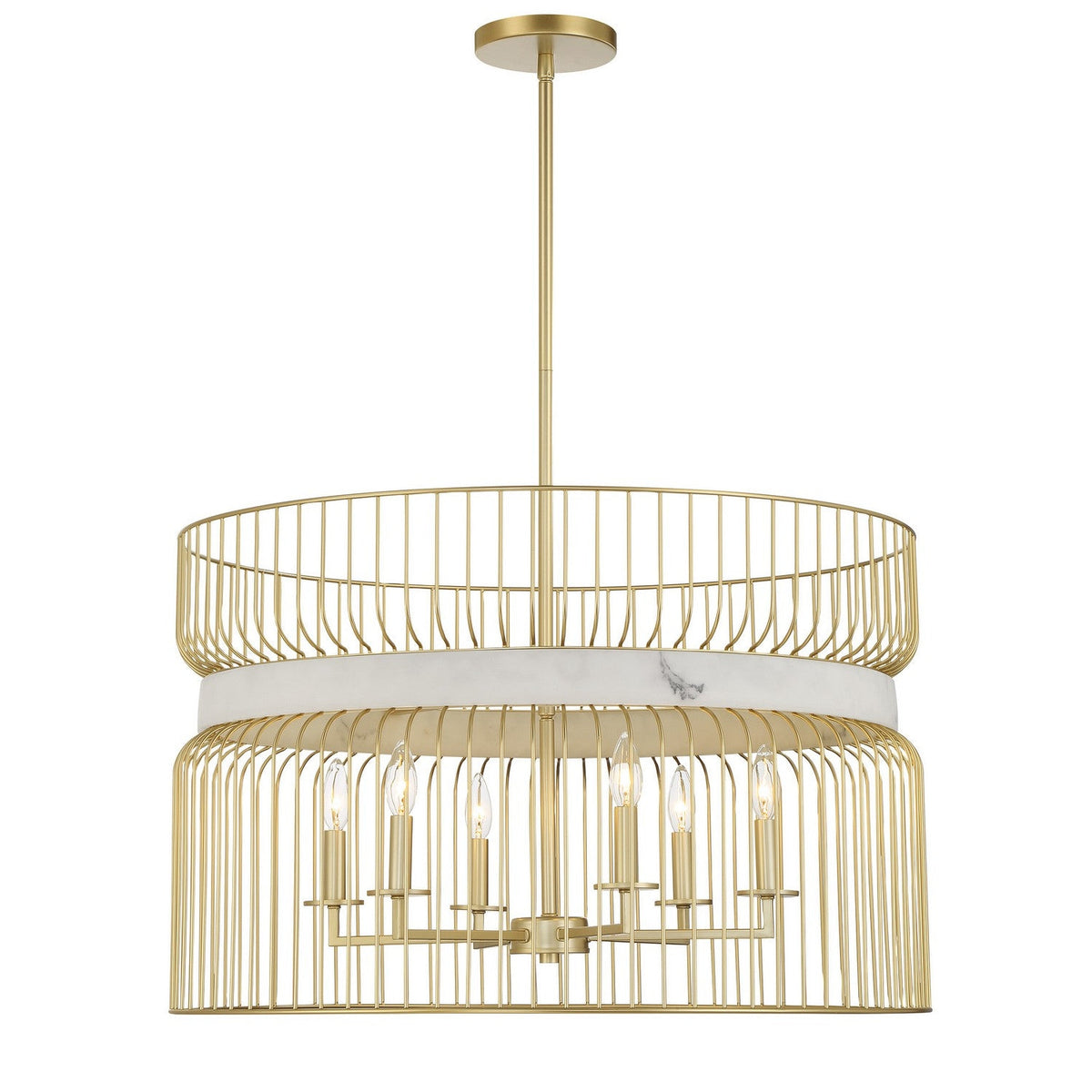 Minka-Lavery - 3396-754 - Six Light Pendant - Park Slope - Nouveau Gold