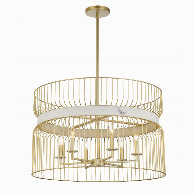 Minka-Lavery - 3396-754 - Six Light Pendant - Park Slope - Nouveau Gold