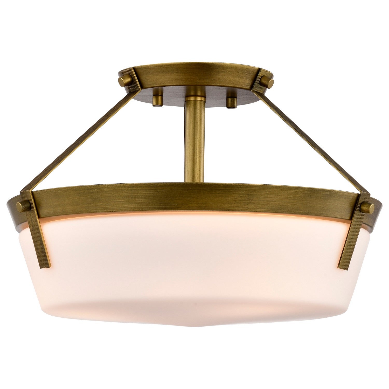 Nuvo Lighting - 60-7753 - Three Light Semi Flush Mount - Rowen - Natural Brass