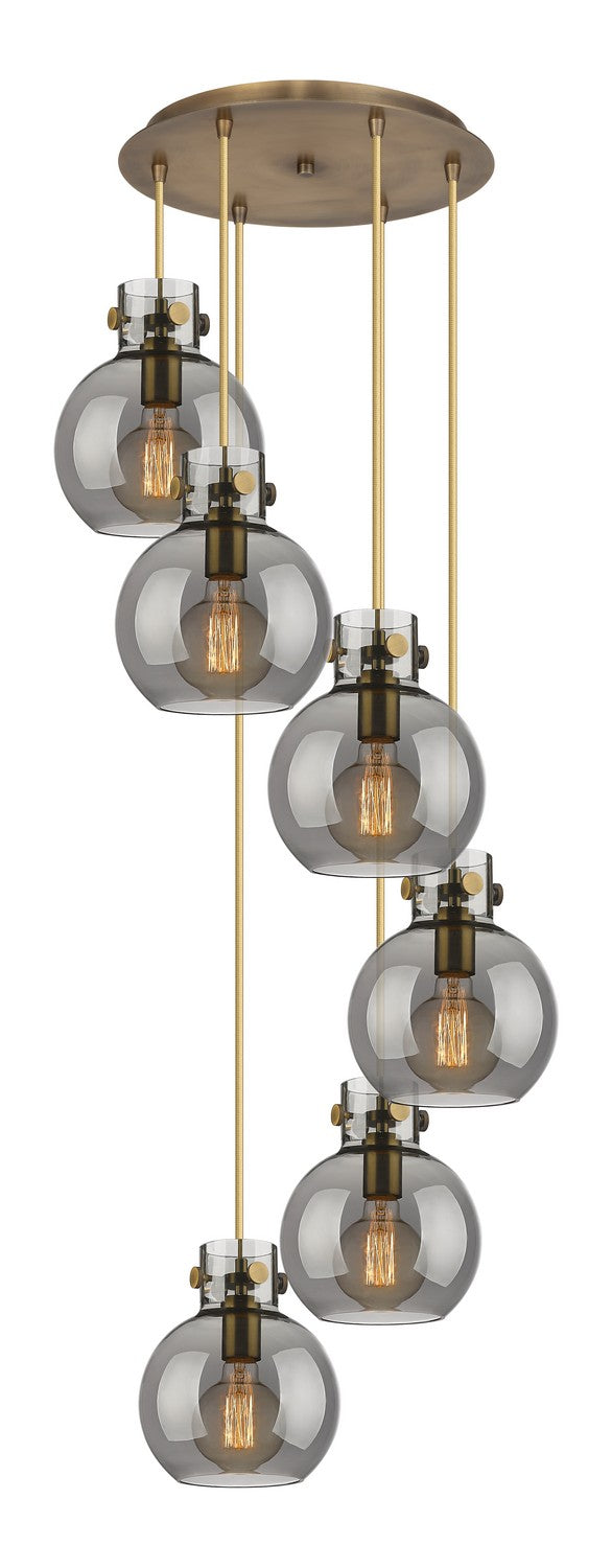 Innovations - 116-410-1PS-BB-G410-8SM - Six Light Pendant - Newton - Brushed Brass